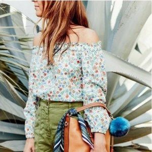 J Crew Liberty Edenham Print Off The Shoulder Top Size 0